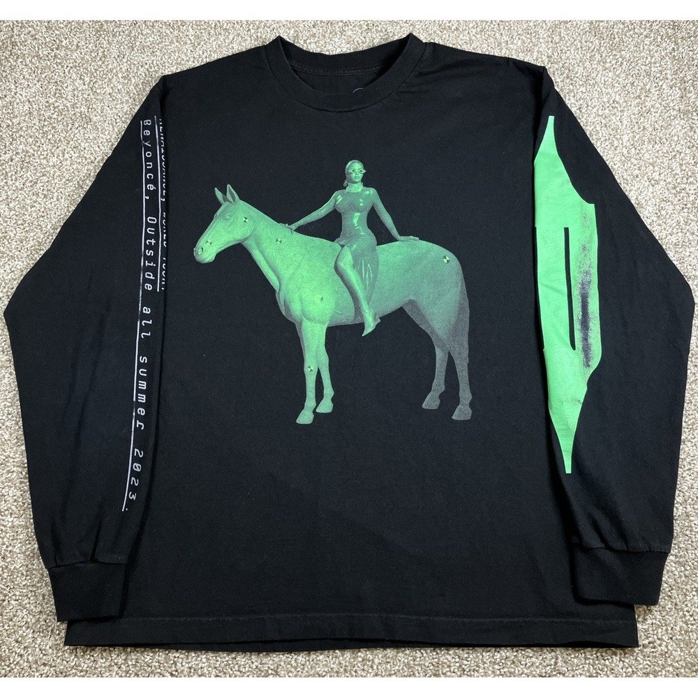 Beyonce Renaissance World Tour Shirt 2023 Long Sleeve Black Size Large Horse